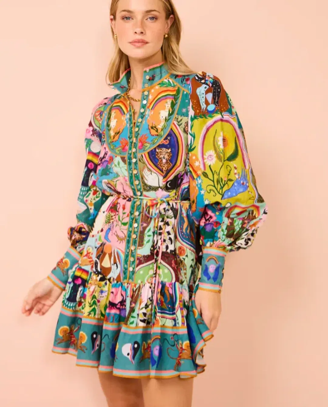 Alemais Evergreen Mini Dress Multi Size AU 8 for rent on The Volte - main image