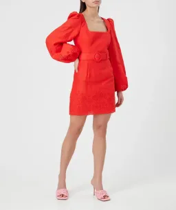 Rebecca Vallance Portia Long Sleeve Mini Dress Red Size AU 4 for rent on The Volte - image 1