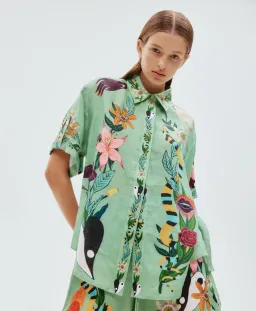 Alemais Meagan Linen Shorts And Shirt Set Print Size AU 16 for rent on The Volte - image 3