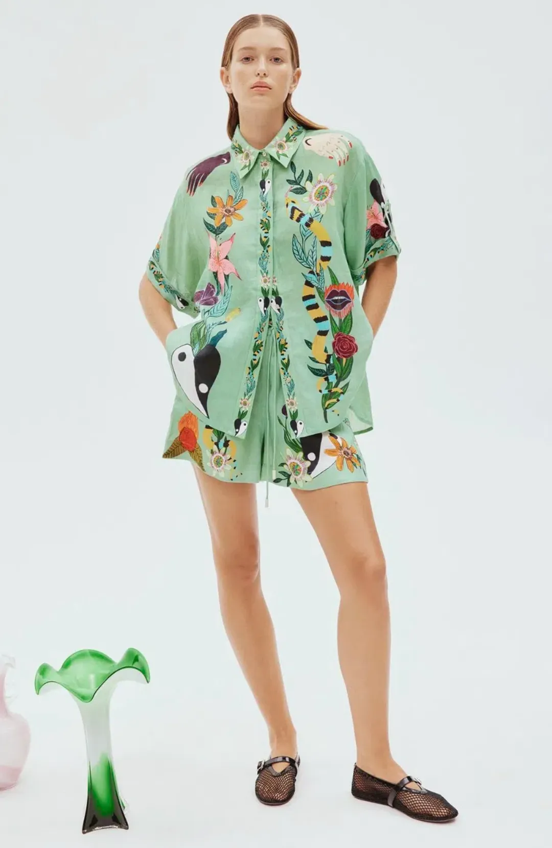 Alemais Meagan Linen Shorts And Shirt Set Print Size AU 16 for rent on The Volte - main image