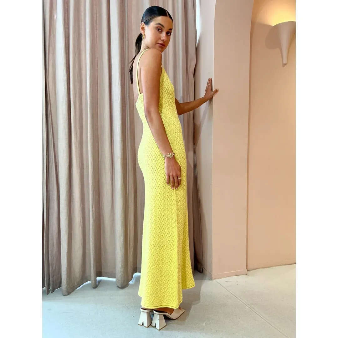 Bec & Bridge Effie Knit Key Maxi Dress in Yellow Size L / AU 12 for rent on The Volte - main image