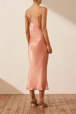 Shona Joy La Lune Bias Cowl Midi Dress Antique Rose Size AU 10 for rent on The Volte - image 3