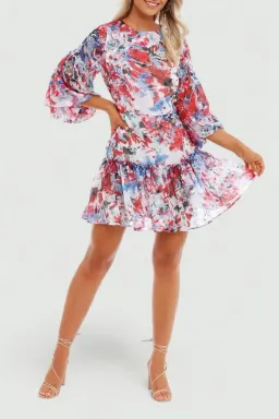 Sofia Irina Tiered Mini Balloon Dress in Spring Flora Size AU 12 for rent on The Volte - image 1