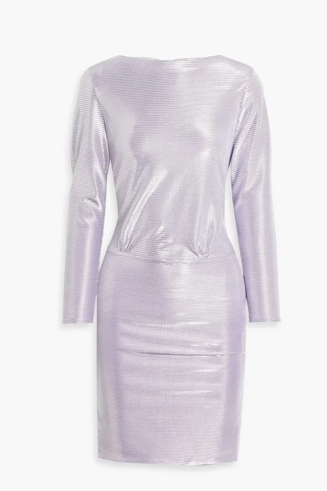 Maje Metallic Printed Ribbed Jersey Mini Dress Lilac Size 8 for rent on The Volte - main image