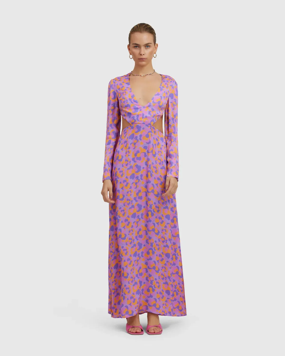 The Wolfgang Isle Maxi Dress Purple & Orange Size 8  for rent on The Volte - main image
