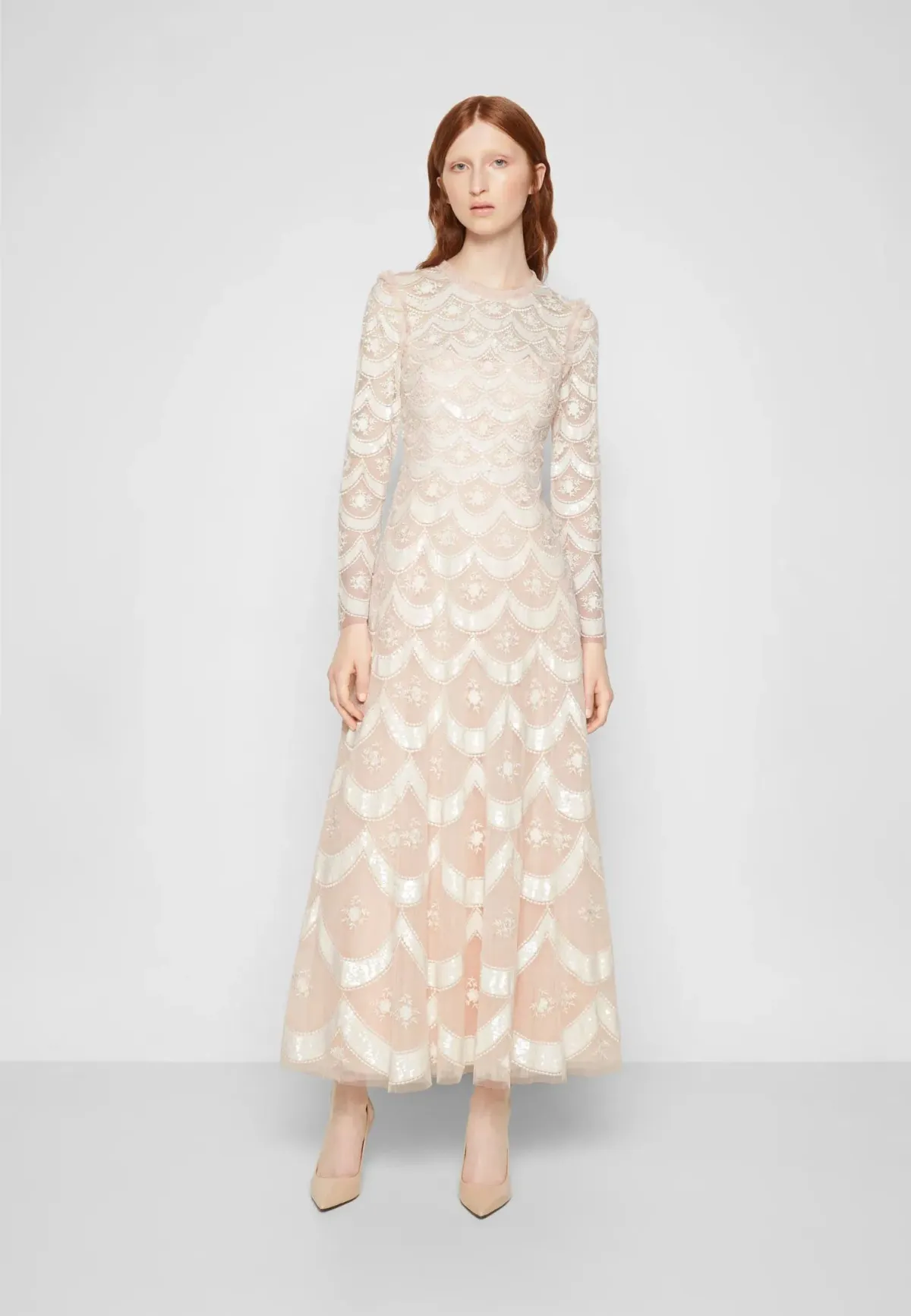 Needle and Thread Fifi Long Sleeve Ankle Gown Champagne Size 10 for rent on The Volte - main image