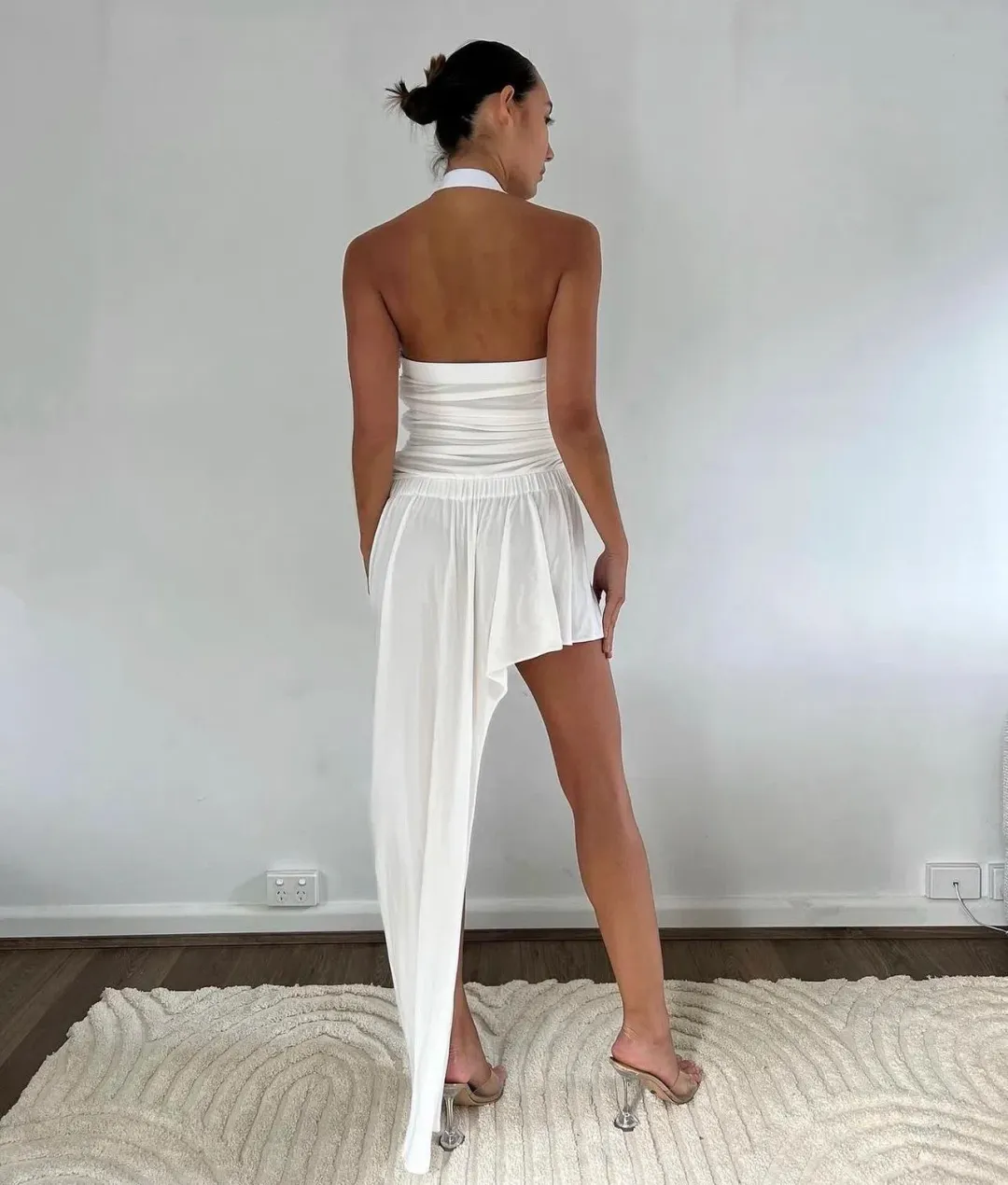 Dion Lee Safety Slider Gathered Mini Dress White Size 10 for rent on The Volte - main image