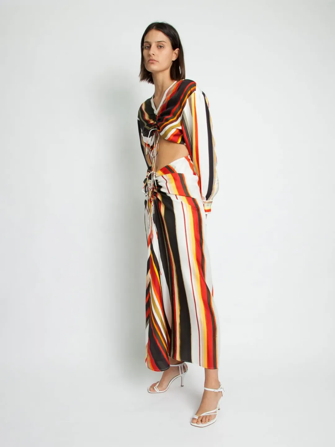 Christopher Esber Ruched Disconnect Striped Shirt Dress Multicolour Size 4  for rent on The Volte - main image