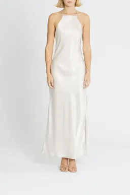 Calvin Klein Liquid Shine Maxi Slip Dress in Ivory Size 10 for rent on The Volte - image 1