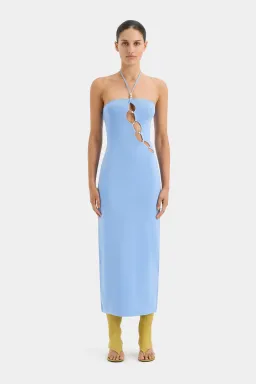 Sir the Label Salvador Beaded Halter Dress Blue Size 1 / AU 8 for rent on The Volte - image 1