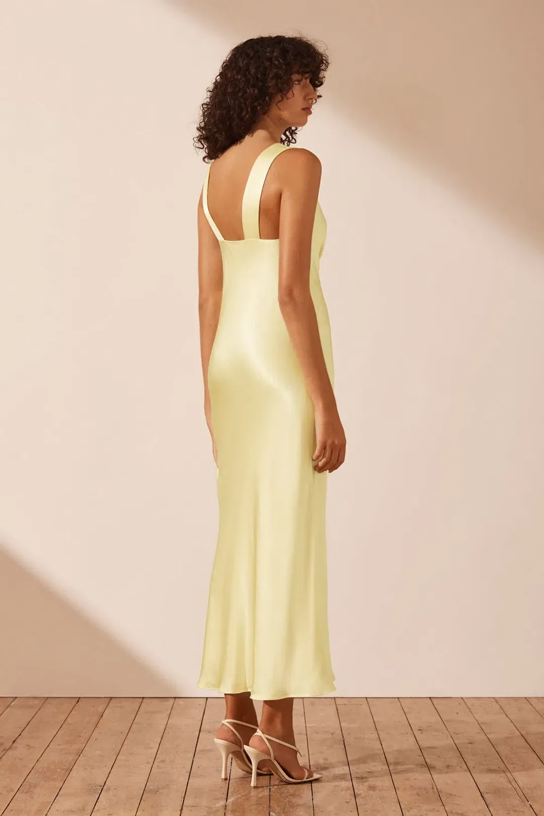 Shona Joy La Lune Plunged Midi Dress in Lemon Size 10 for rent on The Volte - main image