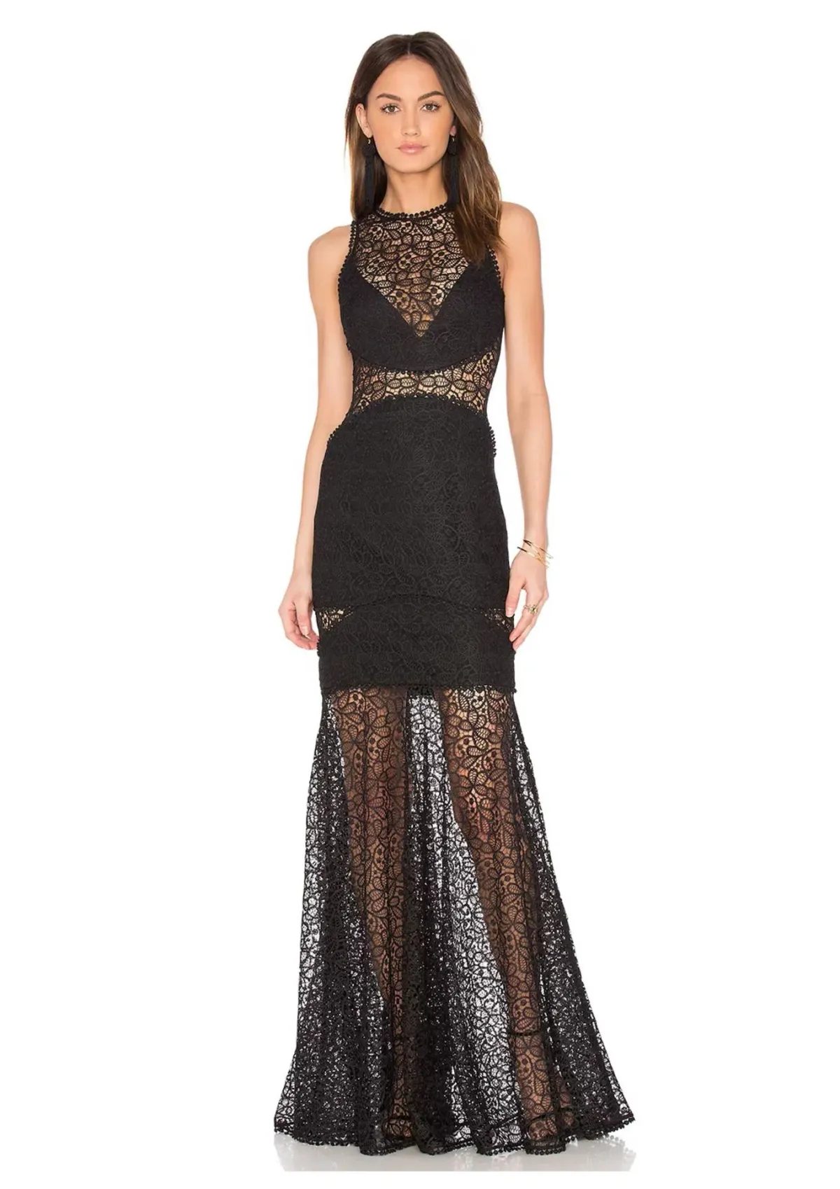 Nicholas Lace Cutaway Gown Black Size 6 for rent on The Volte - main image