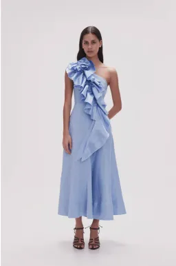 Aje Adelia Ruffle Midi Dress Light Sky Blue Size 12 for rent on The Volte - image 1