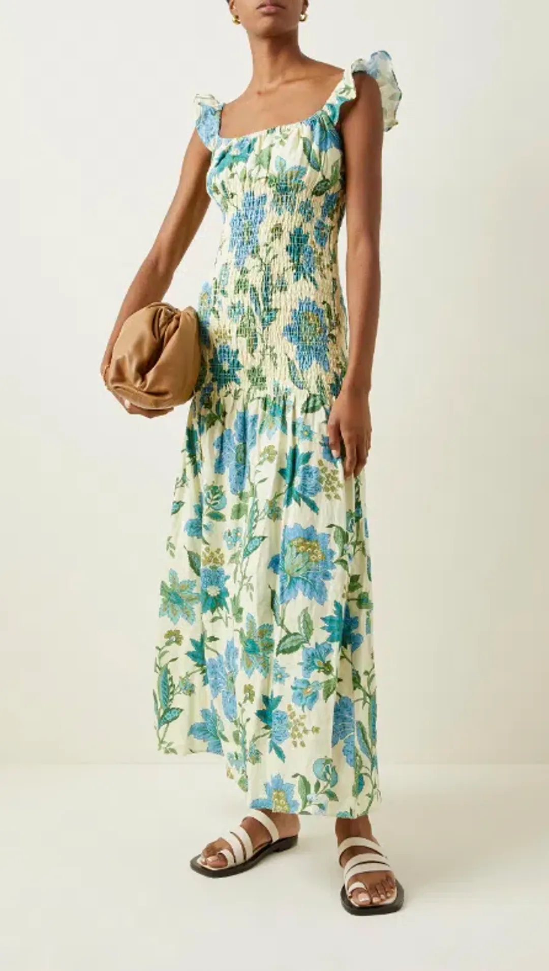 Sir the Label Alexandre Ruched Midi Dress Floral Size 2 / AU 10 for rent on The Volte - main image