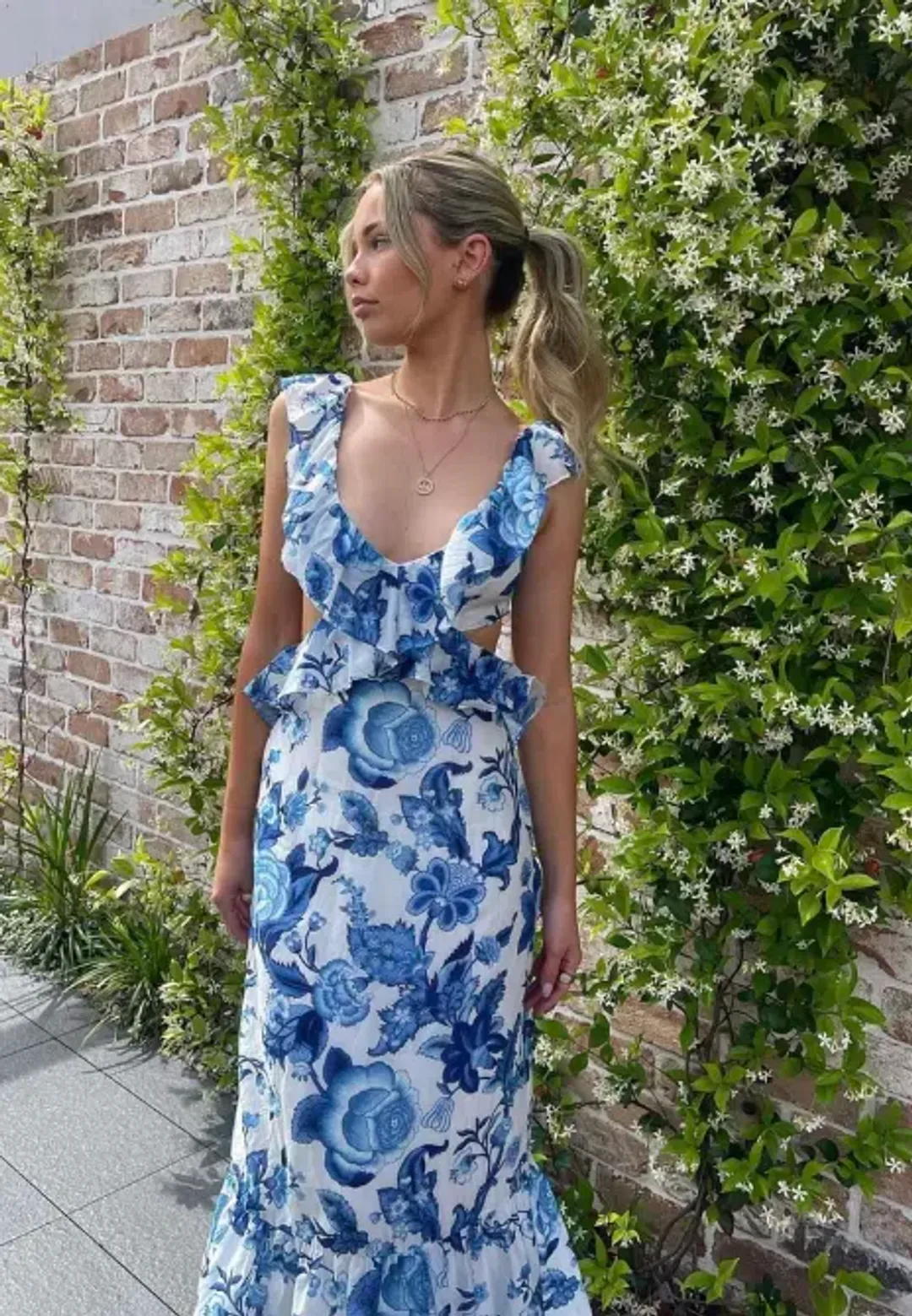 Sir The Label Amaris Frill Midi Dress Floral Size 1 / AU 8 for rent on The Volte - main image