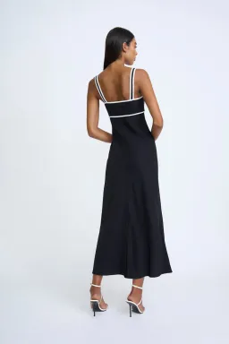 By Johnny Basia Boned Bustier Midi Dress Black Ivory Size 6 for rent on The Volte - image 3