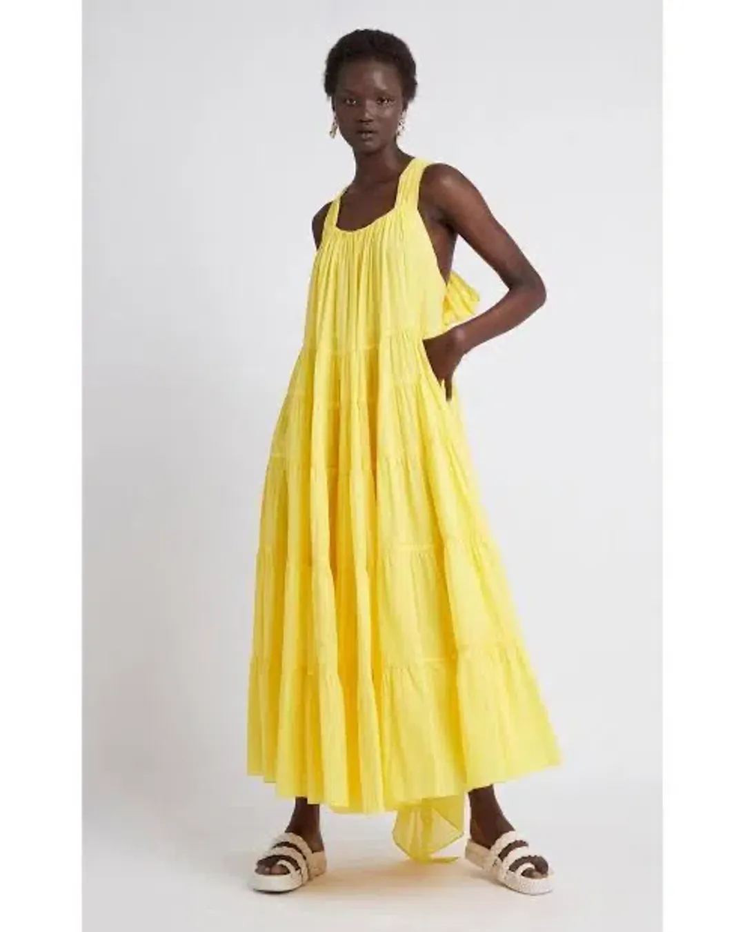 Aje Le Mempris Tiered Maxi Dress Daisy Yellow Size 4 for rent on The Volte - main image