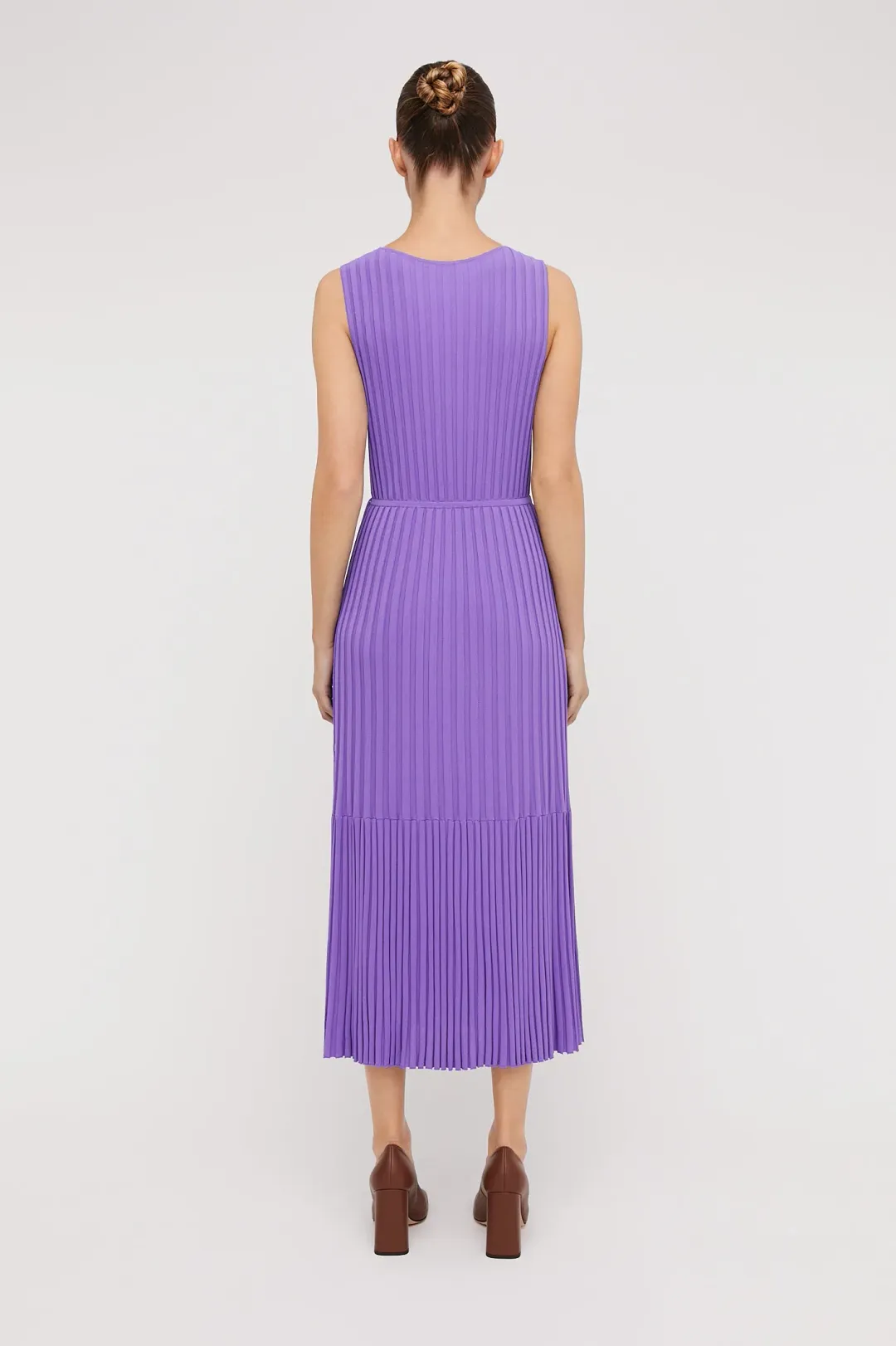 Scanlan Theodore Pleated Rib Tiered Midi Dress Violet Size 8 for rent on The Volte - main image