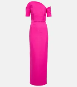 Roland Mouret Asymmetric Wool Blend Maxi Dress Pink Size 8 for rent on The Volte - image 3