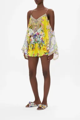 Camilla Franks Drop Shoulder Playsuit Caterina Spritz Yellow Size M / AU 12 for rent on The Volte - image 2