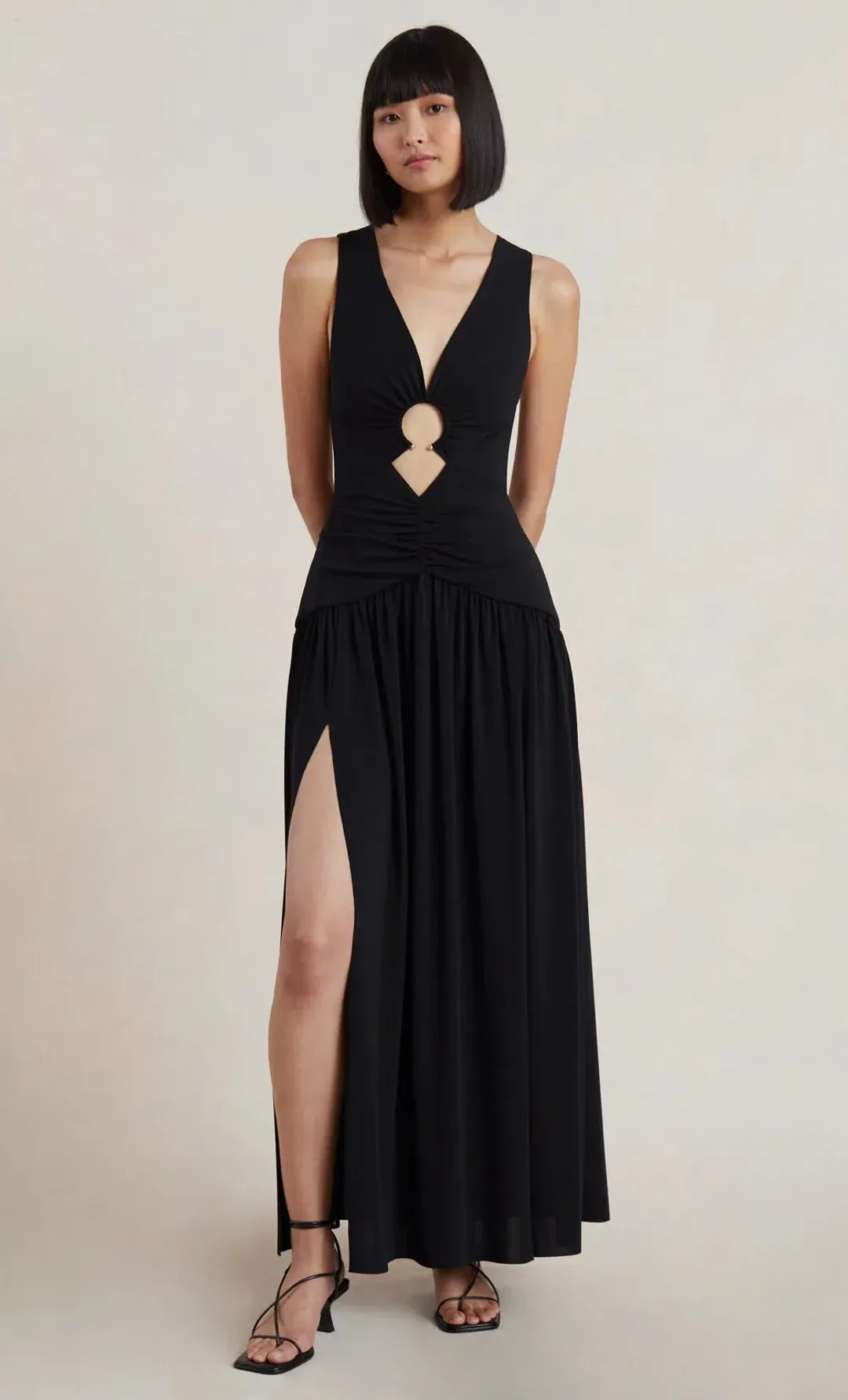 Bec & Bridge Lindsey V Maxi Dress Black Size 8 for rent on The Volte - main image