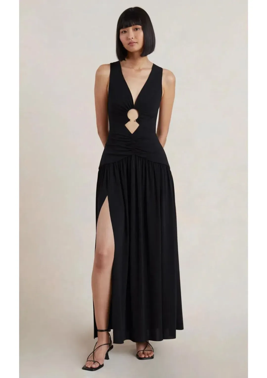 Bec & Bridge Lindsey V Maxi Dress Black Size 8 for rent on The Volte - main image