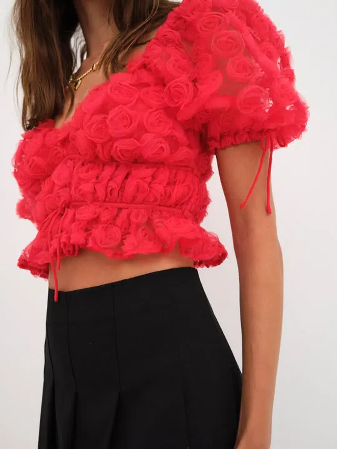For Love and Lemons Hannah Crop Top Red Rose Size XS / AU 6 for rent on The Volte - main image