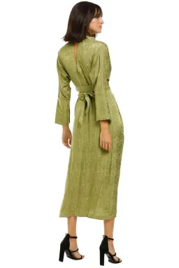 KITX Slink Shirt Midi Dress in Olive Size 8 for rent on The Volte - image 3