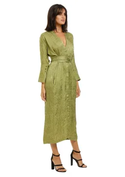 KITX Slink Shirt Midi Dress in Olive Size 8 for rent on The Volte - image 1