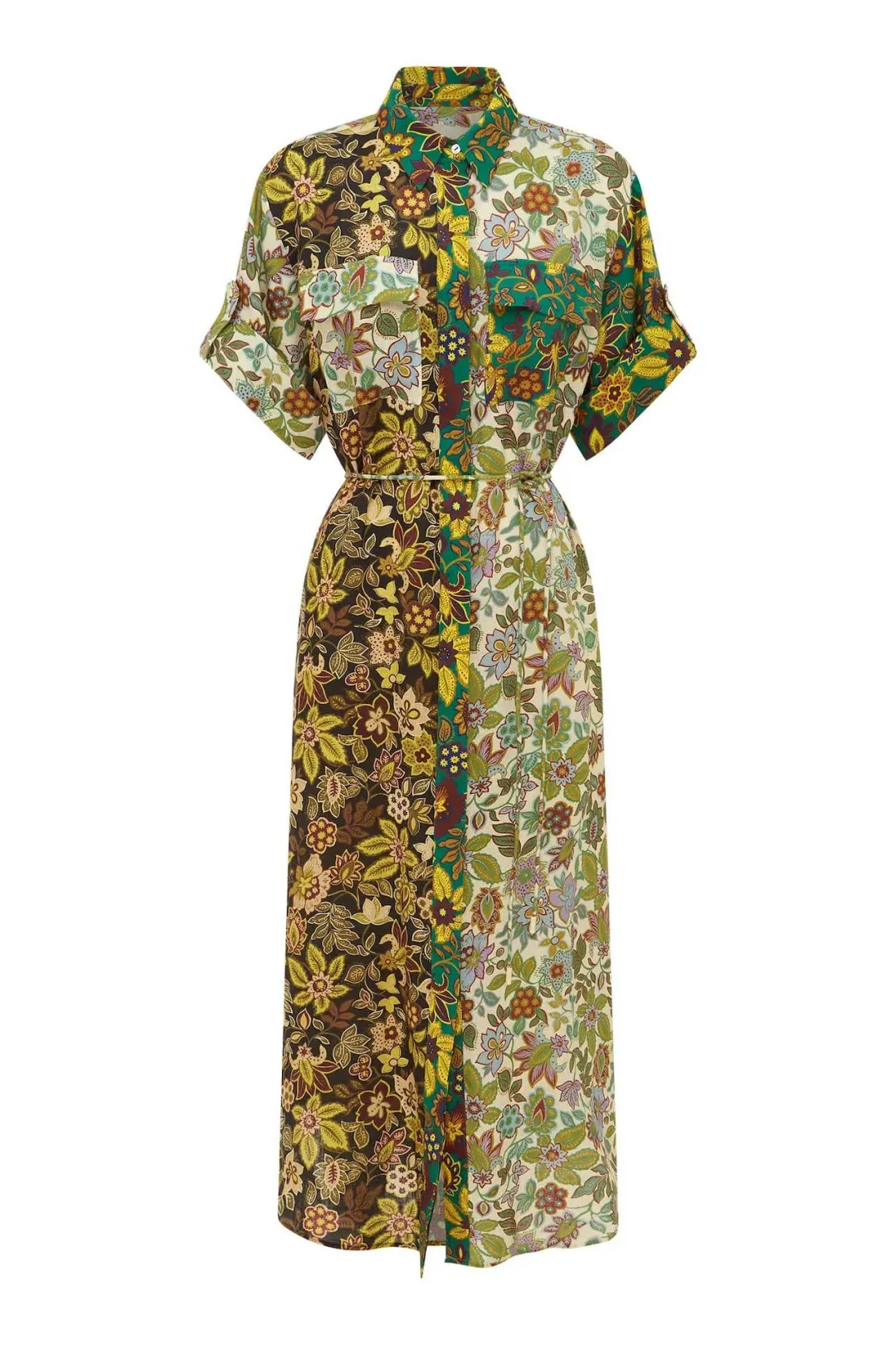 Alemais Isabella Patchwork Midi Shirt Dress Floral Size 8  for rent on The Volte - main image