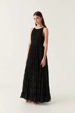 Aje Rosewood Ruched Maxi Dress Black Size 6 for rent on The Volte - image 1