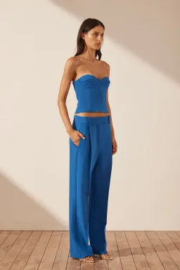 Shona Joy Irene Strapless Corded Bustier and Low Rise Slouch Pants Cobalt Blue Size 10  for rent on The Volte - image 2