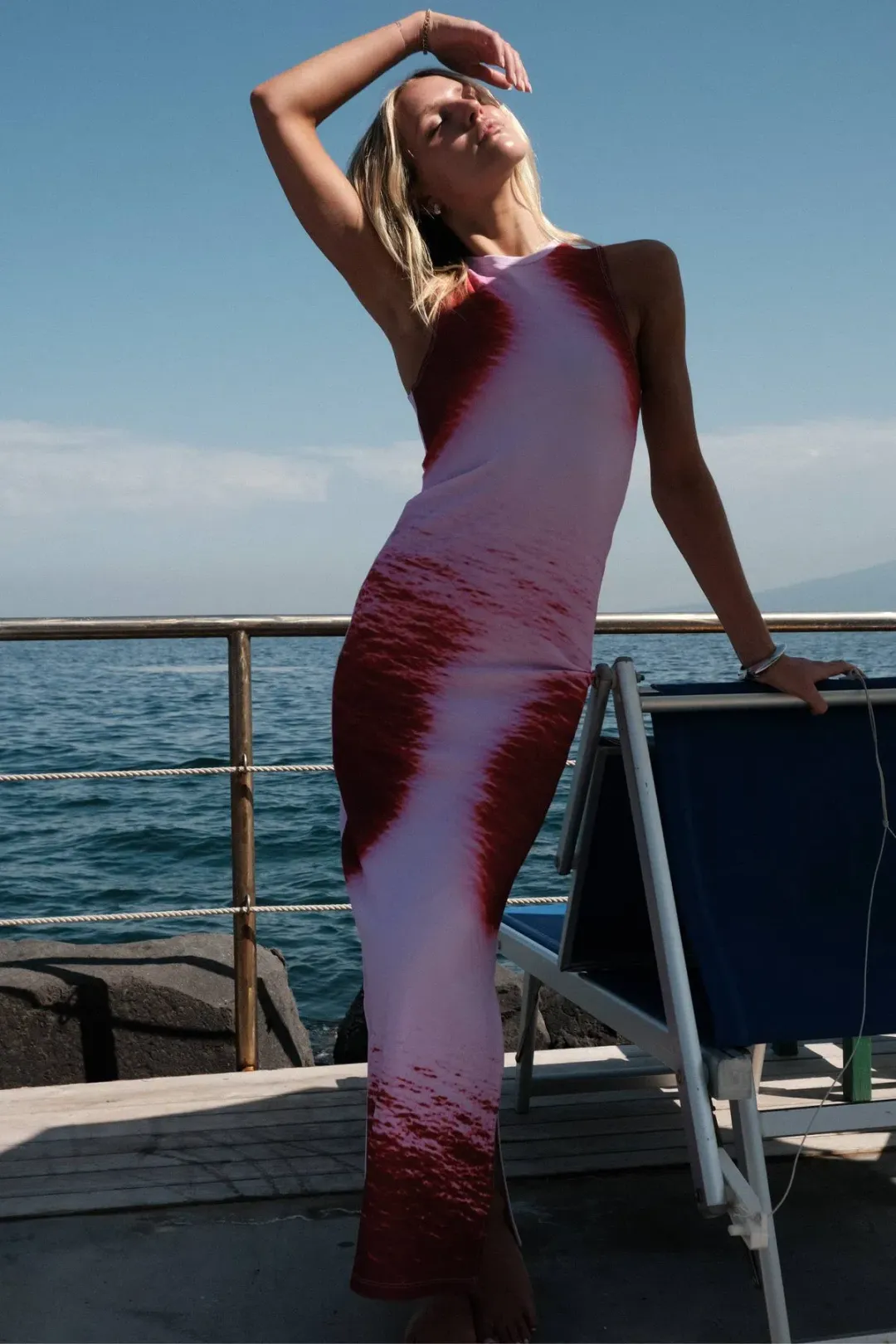 With Harper Lu Racer Dress Isola Ocean Pink Multi Size 8 for rent on The Volte - main image