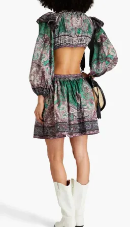 Zimmermann Anneke Ruffle Mini Dress Teal Paisley Size 3 / AU 14 for rent on The Volte - image 4