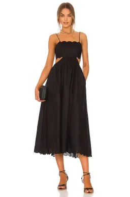 Zimmermann Jude Scalloped Linen Midi Dress Black Size 3/AU 14 for rent on The Volte - image 1