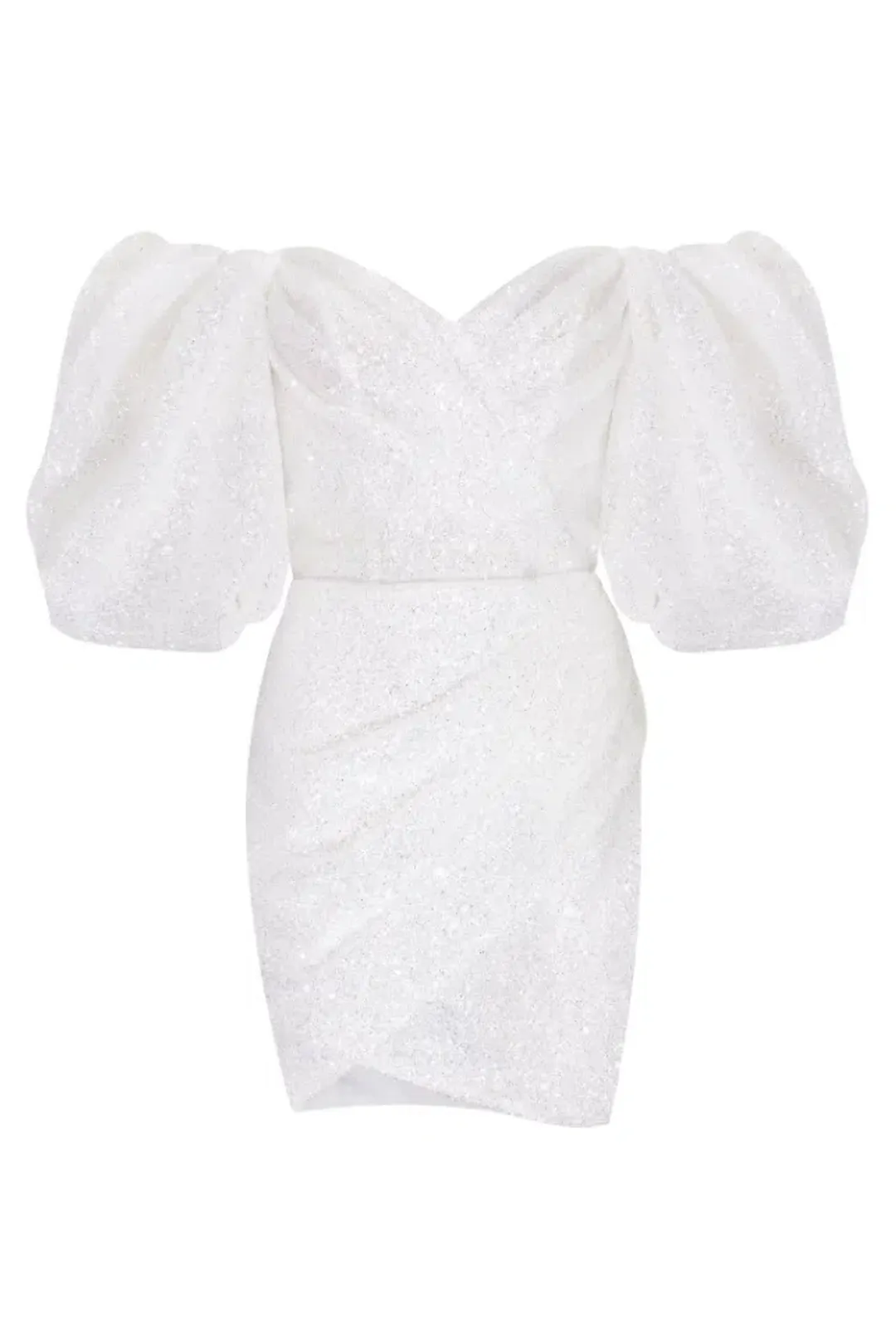 Milla White Cute Mini dress with Doll Sleeves Ivory Size 8 for rent on The Volte - main image