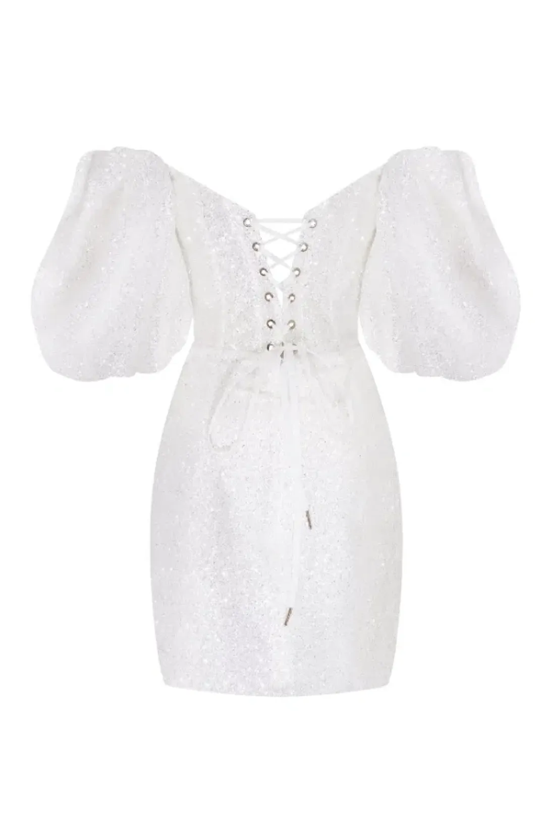 Milla White Cute Mini dress with Doll Sleeves Ivory Size 8 for rent on The Volte - main image
