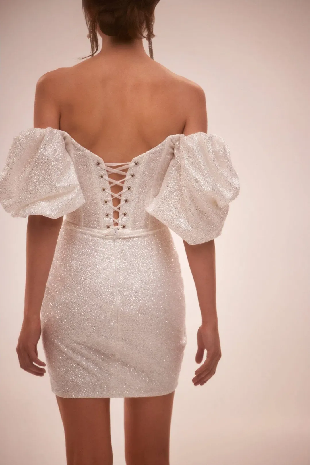 Milla White Cute Mini dress with Doll Sleeves Ivory Size 8 for rent on The Volte - main image