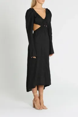 KITX Vital Signs Linen Corset Midi Dress Black Size 12 for rent on The Volte - image 2