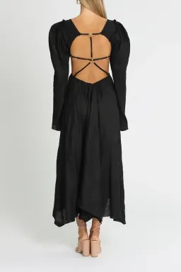 KITX Vital Signs Linen Corset Midi Dress Black Size 12 for rent on The Volte - image 3