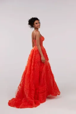Milla Tangerine Tulle Ornament Maxi Dress Orange Size 8 for rent on The Volte - image 4