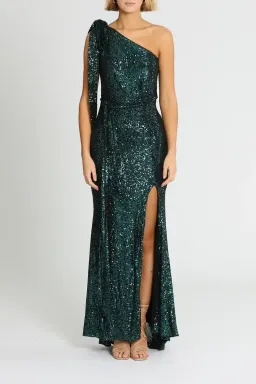 Love Honor Scala Sequin Gown in Emerald Size 12 for rent on The Volte - image 1