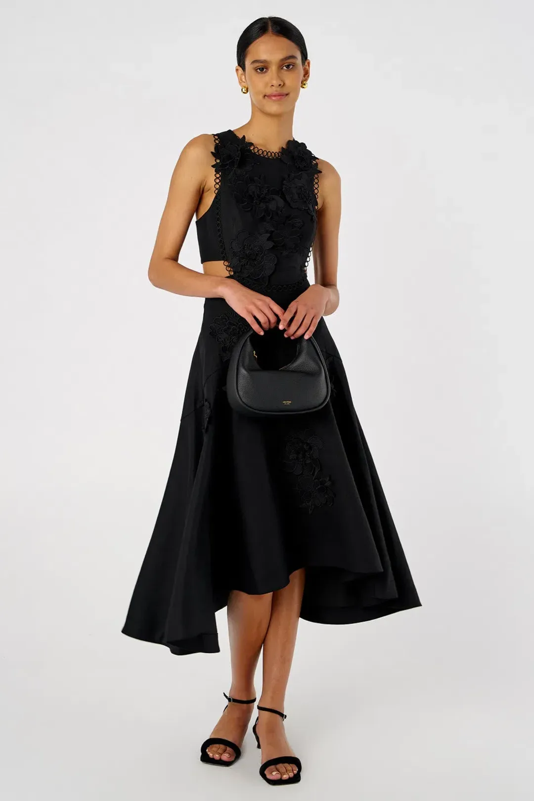 Oroton Lace Flower Midi Dress Black Size 14 for rent on The Volte - main image