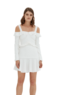 By Johnny Marie Gold Dust Mini Dress White Size 6 for rent on The Volte - image 1