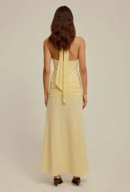 Venroy The Halter Neck Cut Out Dress in Pastel Yellow Size 6  for rent on The Volte - image 2