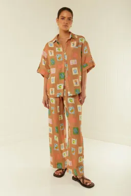 Palm Noosa Mirage Shirt and Hallie Pants Set Brown Emblem Size 8 for rent on The Volte - image 3