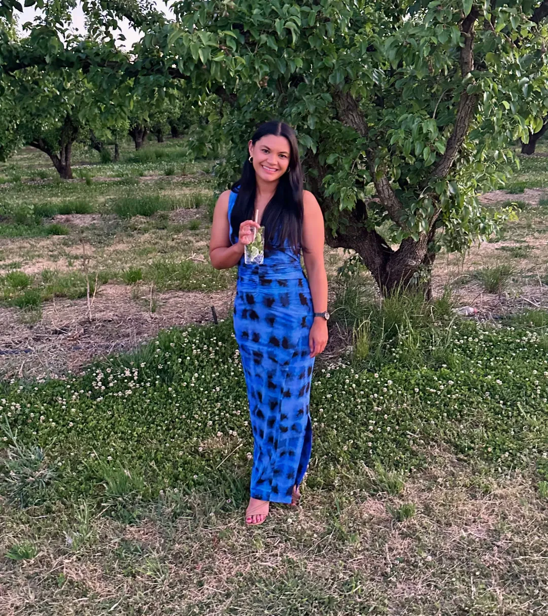 Suboo Shibori Twist Front Maxi Dress Blue Size XS/6 for rent on The Volte - main image