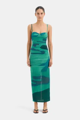 Sir the Label Frankie Gathered Midi Dress Emerald Reflection Size 1 / AU 8 for rent on The Volte - image 1