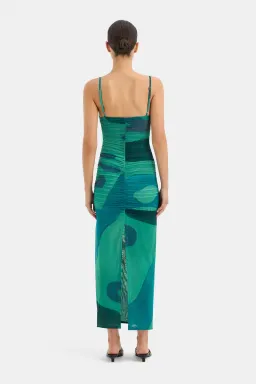 Sir the Label Frankie Gathered Midi Dress Emerald Reflection Size 1 / AU 8 for rent on The Volte - image 2