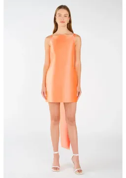 Oroton Drape Back Mini Dress in Bright Melon Size 8  for rent on The Volte - image 1